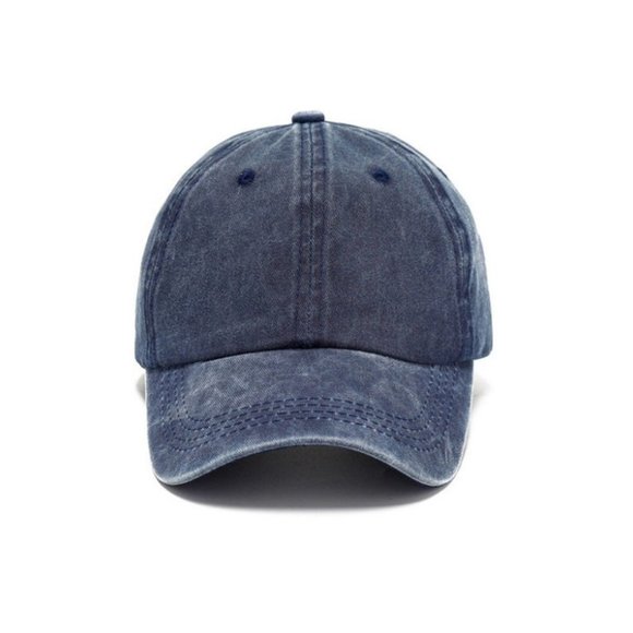 100% Cotton Vintage Baseball Cap | Adjustable Distressed Unisex Hat | Plain Pure - Picture 3 of 6